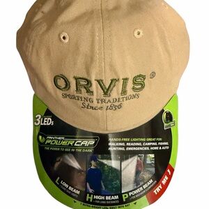 Orvis Tan Baseball Cap with Green Tag Accent